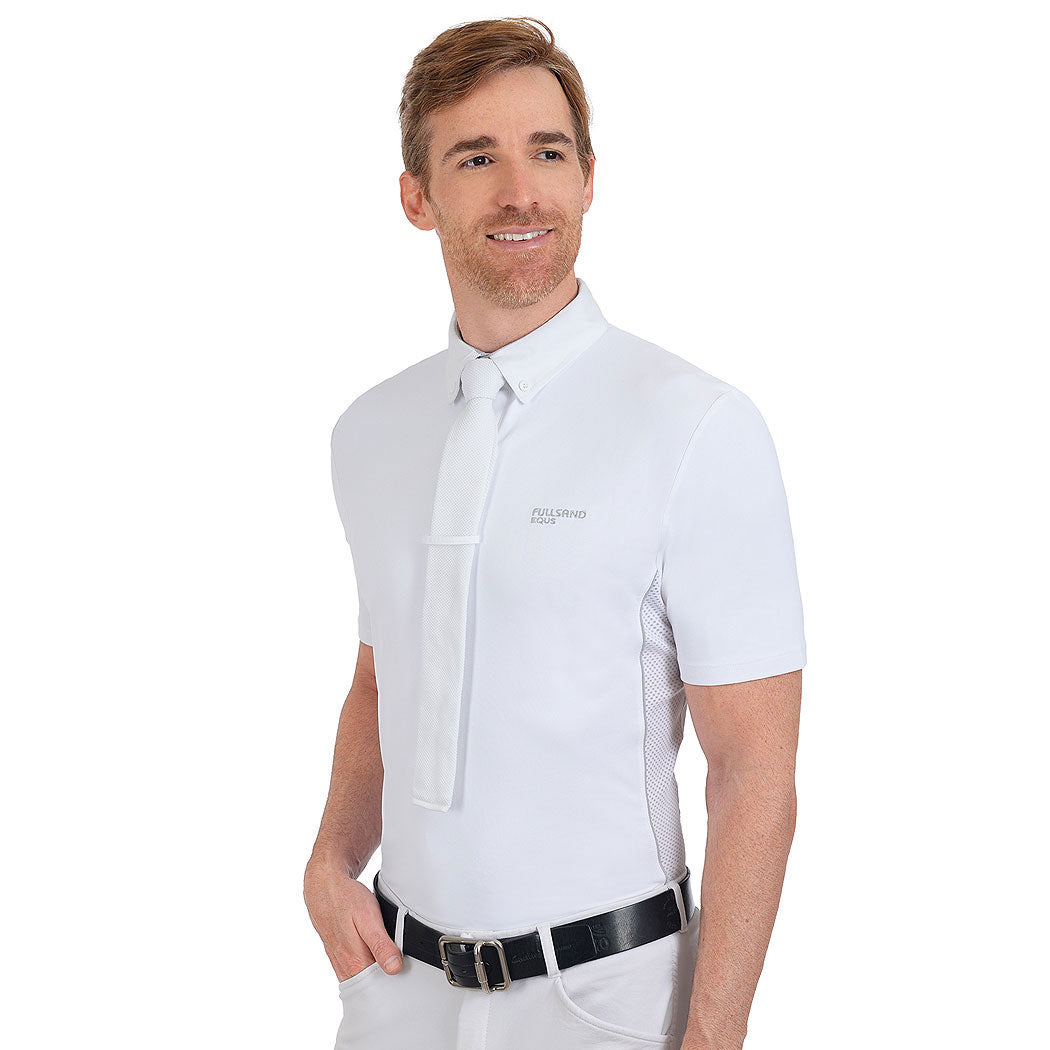 FULLSAND EQUS Polo Blanco Gris De Hombre Para Concurso Con UPF 50+