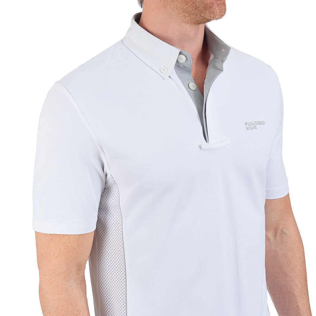 FULLSAND EQUS Polo Blanco Gris De Hombre Para Concurso Con UPF 50+
