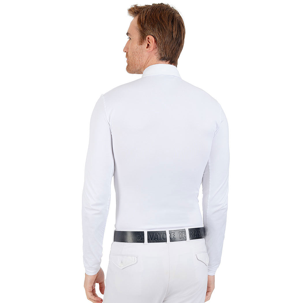 FULLSAND EQUS Polo Blanco Azul Acero De Hombre Para Concurso Con UPF 50+