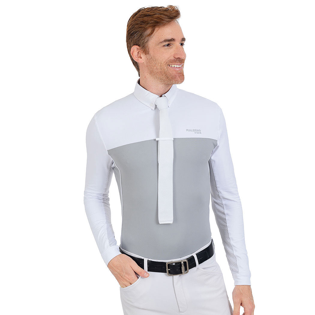 FULLSAND EQUS Polo Blanco Gris De Hombre Para Concurso Con UPF 50+