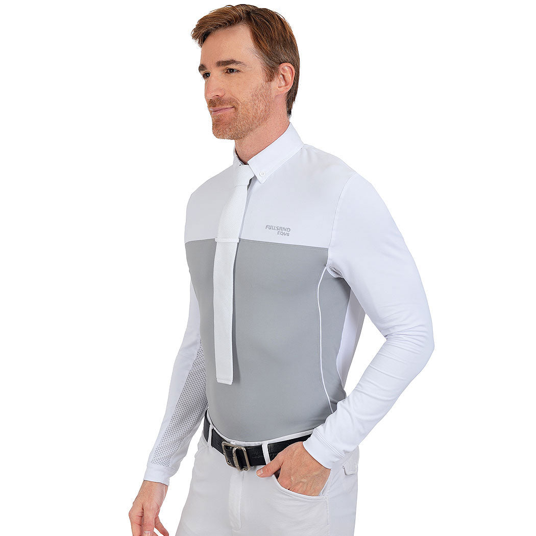 FULLSAND EQUS Polo Blanco Gris De Hombre Para Concurso Con UPF 50+