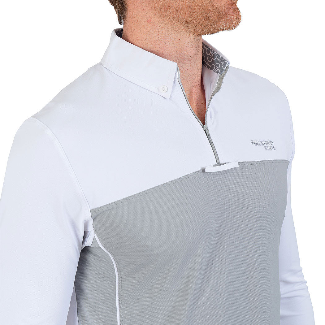 FULLSAND EQUS Polo Blanco Gris De Hombre Para Concurso Con UPF 50+