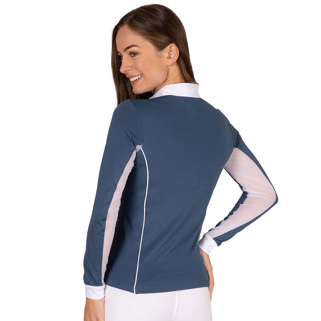 FULLSAND EQUS Polo Azul Acero De Mujer Para Concurso Con UPF 50+