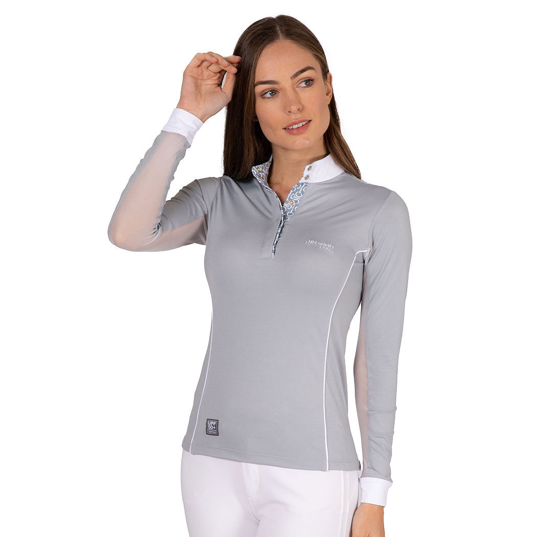 FULLSAND EQUS Polo Gris Claro De Mujer Para Concurso Con UPF 50+
