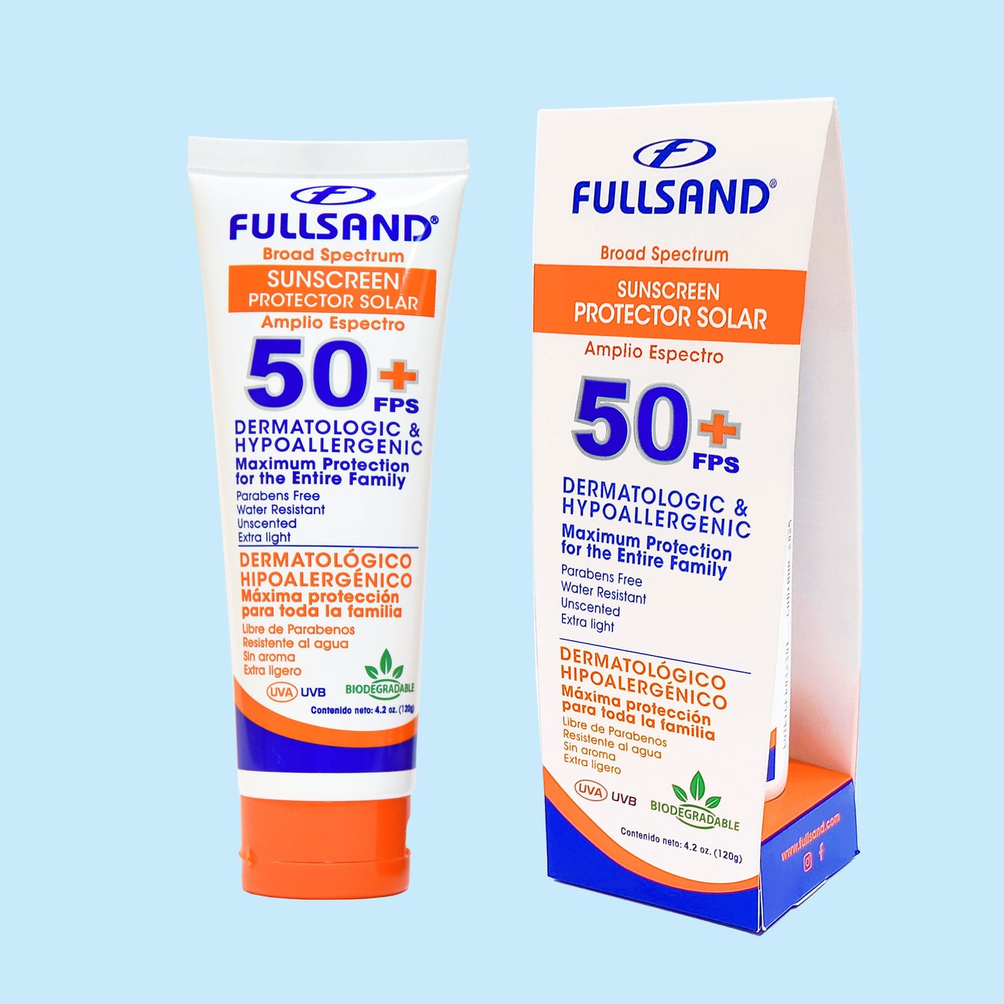FULLSAND Protector Solar FPS 50+ Protección Solar Certificada Para Toda La Familia 120g.