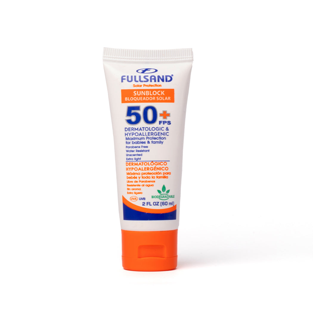 FULLSAND Bloqueador En Crema Para Viaje FPS 50+, Protector Solar Certificado Para Todo El Cuerpo y Tipo de Piel 60G.