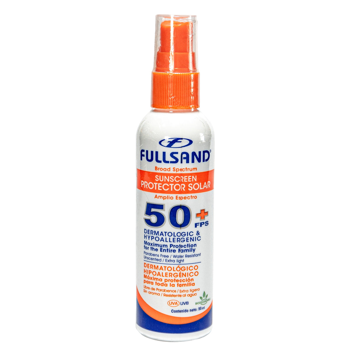 FULLSAND Bloqueador Solar En Spray Para Viaje FPS 50+, Protector Solar Certificado Para toda la familia 90 ML.