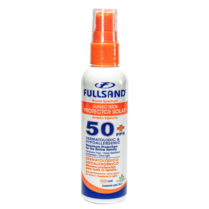 FULLSAND Bloqueador Solar En Spray Para Viaje FPS 50+, Protector Solar Certificado Para toda la familia 90 ML.