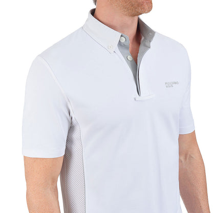 Fullsand Equs Men's White Gray Competition Polo With UPF 50+