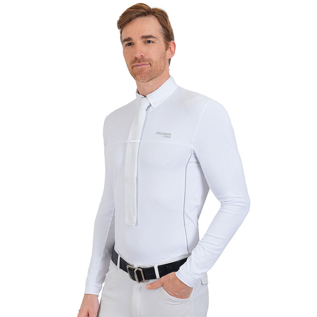 Fullsand Equs Polo Blanco Gris De Hombre Para Concurso Con UPF 50+