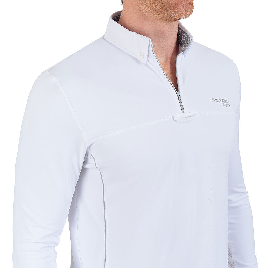 Fullsand Equs Polo Blanco Gris De Hombre Para Concurso Con UPF 50+