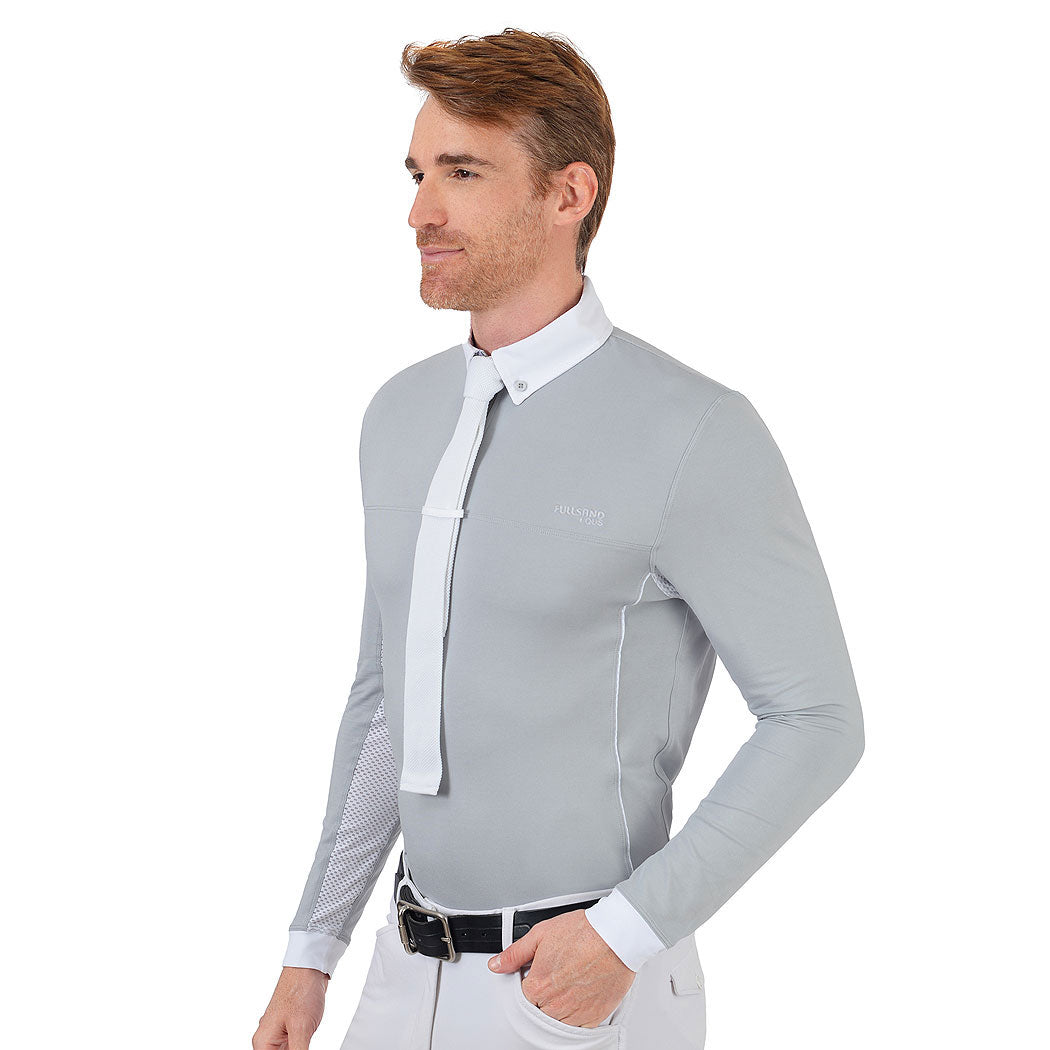 Fullsand Equs Men's Gray White Competition Polo With UPF 50+