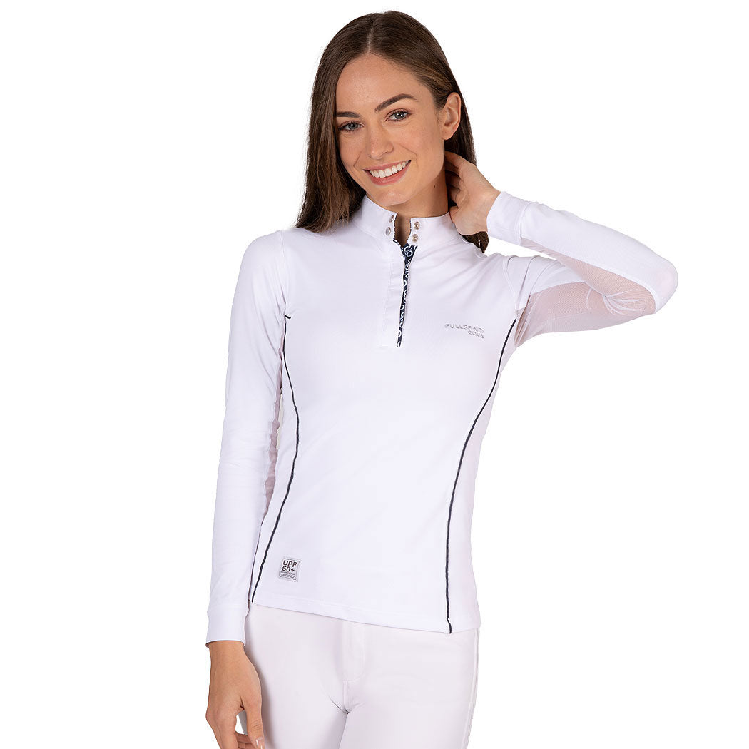 Fullsand Equs Polo Blanco Marino De Mujer Para Concurso Con UPF 50+