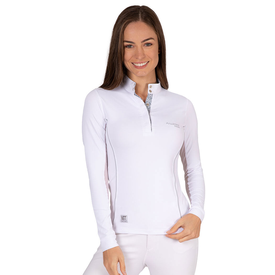 Fullsand Equs Women's White Gray Competition Polo With UPF 50+